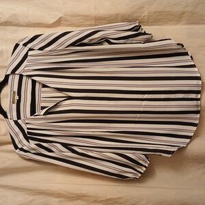Pleione Women's Quarter Sleeve Multicolor Stripped Blouse Size Medium
